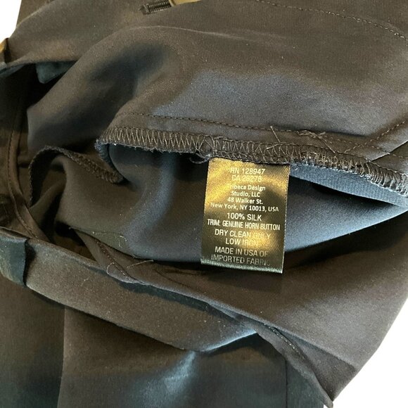 Nili Lotan Dress Pants Drop Crotch Cropped Ankle Navy 100% Silk Size 00 - Picture 6 of 7